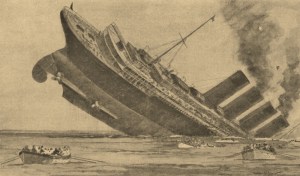 Sketch of the sinking Lusitania